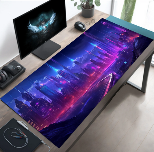 Cyberpunk City Desk Mat