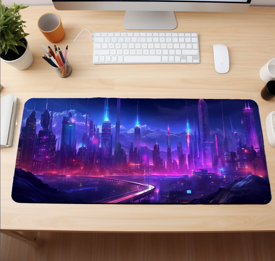 Cyberpunk City Desk Mat