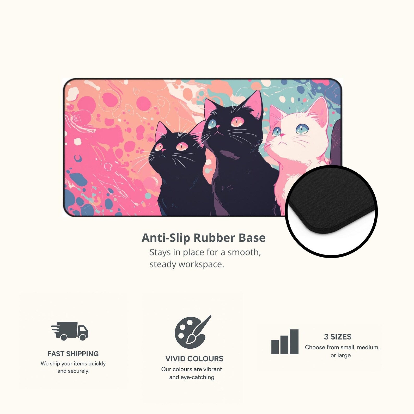 Kawaii Cats Desk Mat