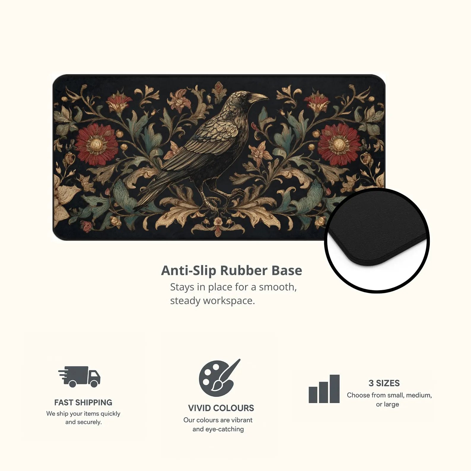 Medieval Floral Crow Desk Mat