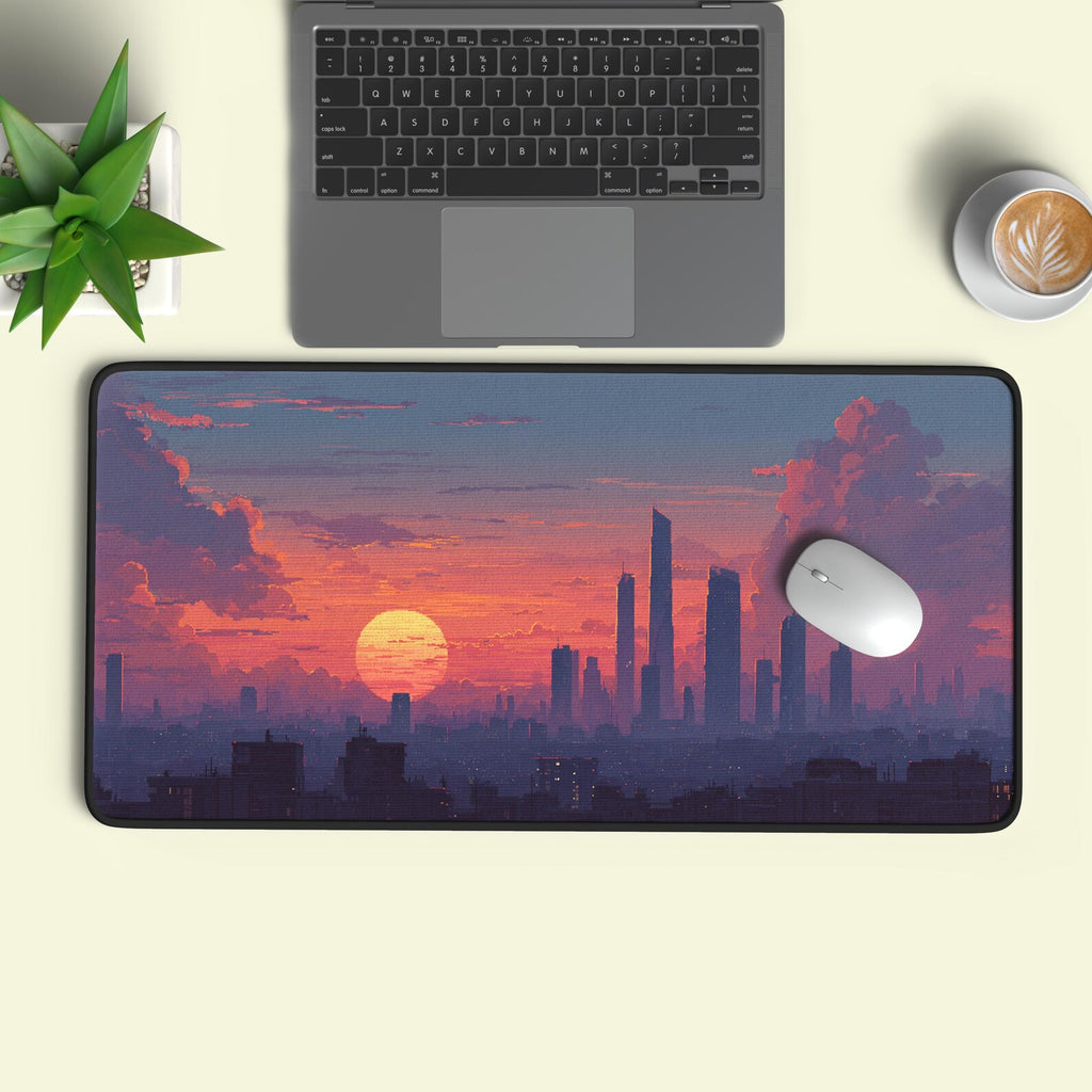 Lofi City Sunset Desk Mat